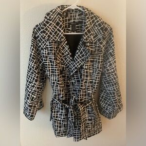 Style & Co raincoat, or casual jacket. 
Stylish Black and White Women's Jacket